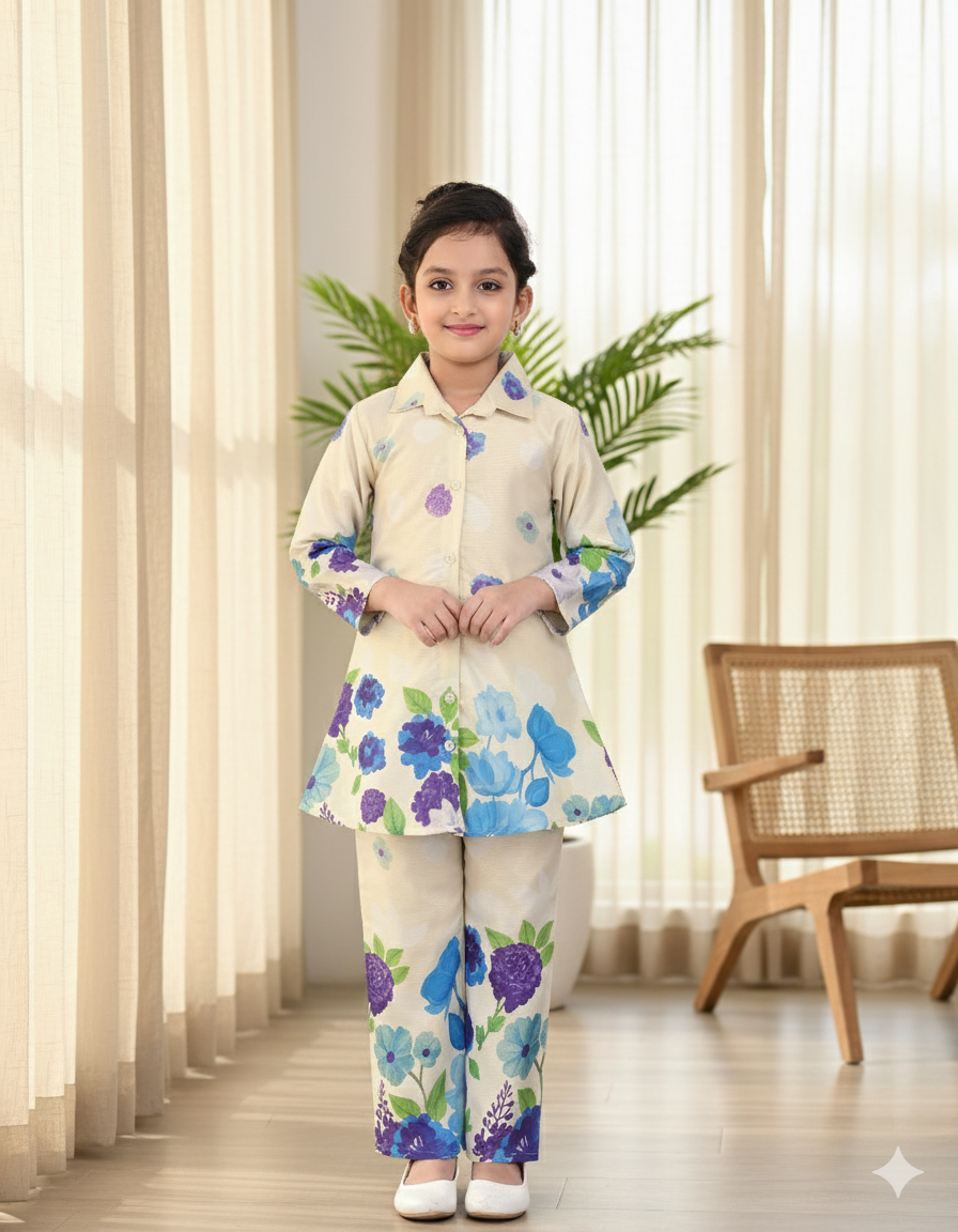 Blue Blossom Girls’ Floral Co-Ord Set