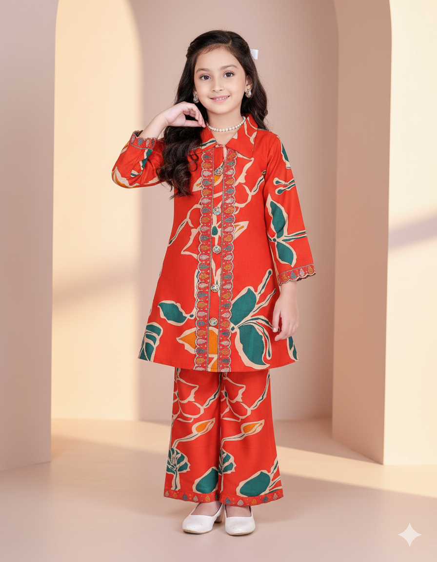 Scarlet Bloom Kids Coat-Pant Set