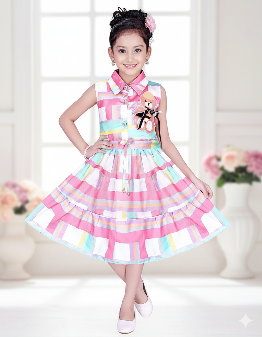 Candy Stripes Midi Dress for Girls