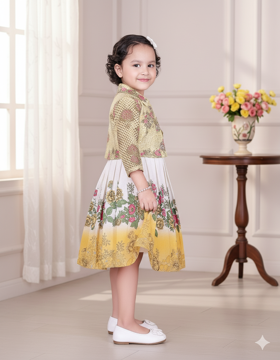 Golden Blossom Princess Dress for Girls - Image 2