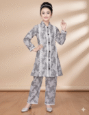 Elegant Waves Girls’ Monochrome Co-Ord Set