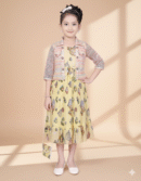 Sunny Charm Girls’ Yellow Printed Frock Set