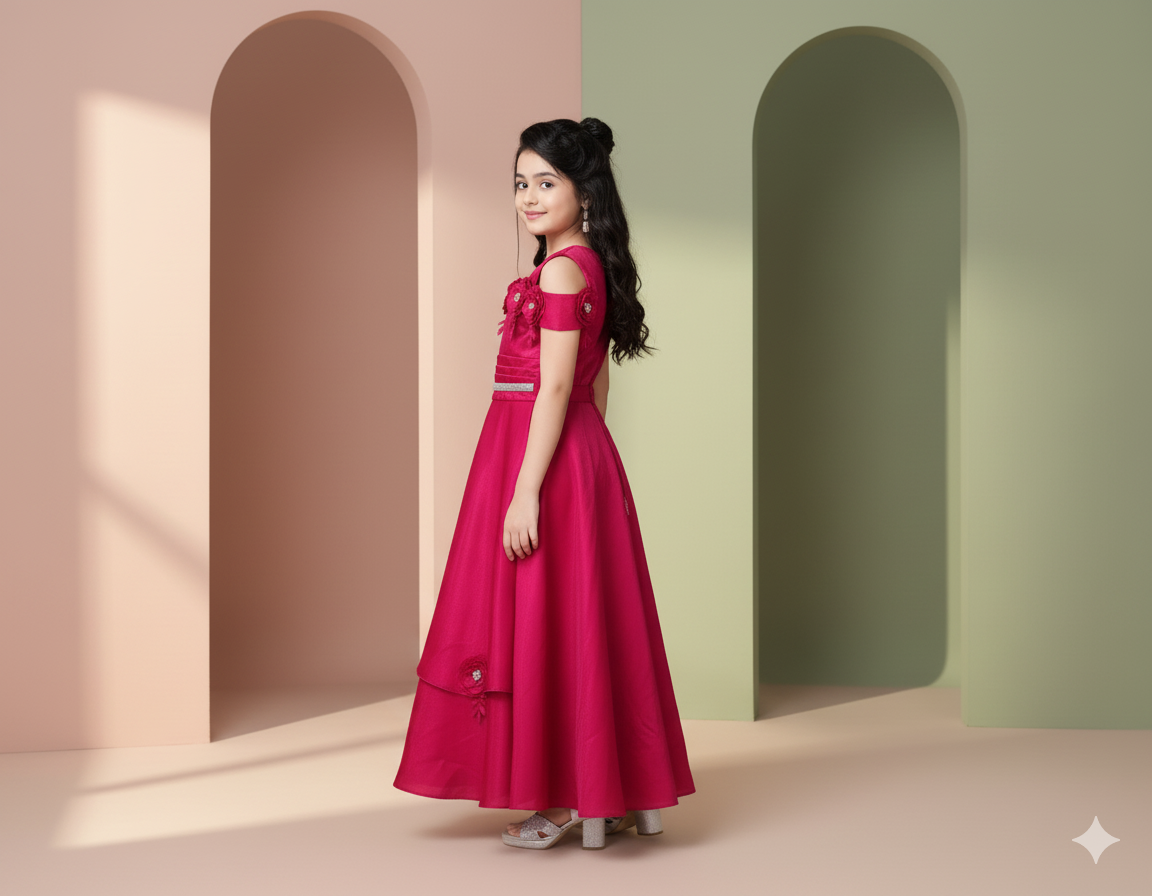 Princess Bloom Party Gown – Fuchsia Fantasy - Image 2