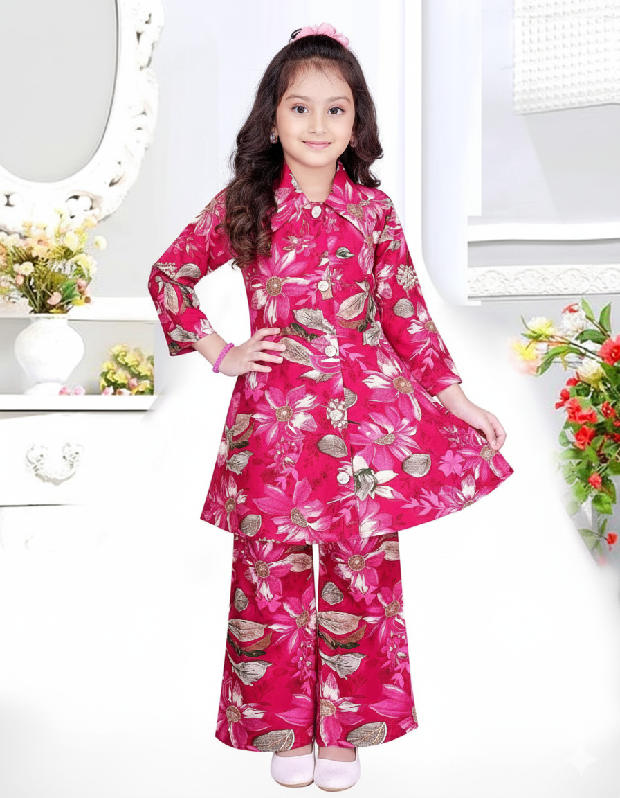 "Blooming Petals" Floral Co-ord Set for Girls